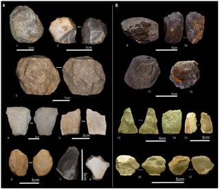 Algunas herramientas olduvayenses encontradas en el yacimiento arqueológico.